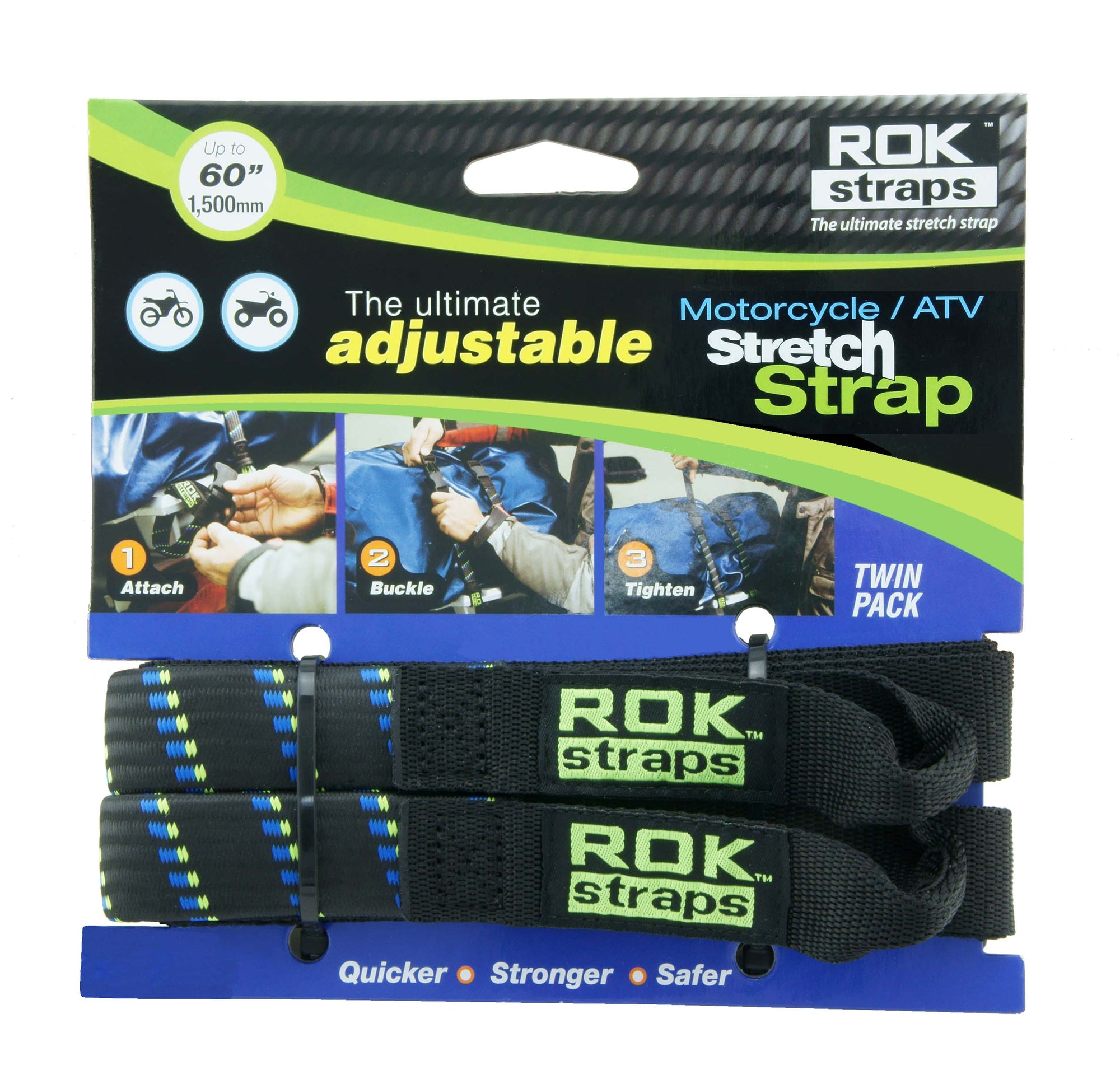 The ultimate adjustable pack strap stretch strap for medium weight cargo. UV protected from sunlight