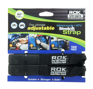 Motorcycle & ATV Stretch Straps 60” x1” – Adjustable Elastic Tie Downs Black