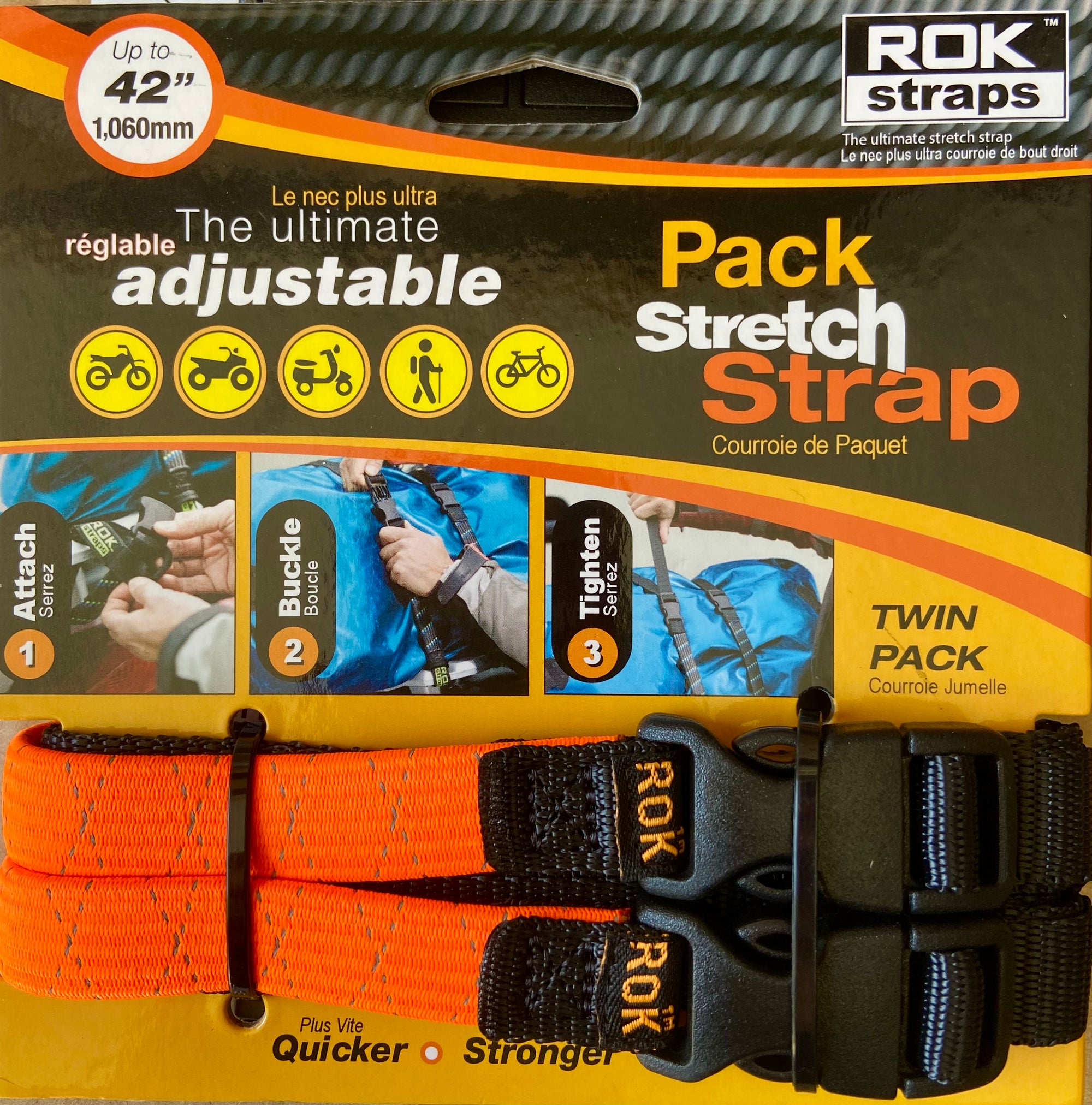 Pack Strap Stretch Strap - 42" - Safety Orange Reflective