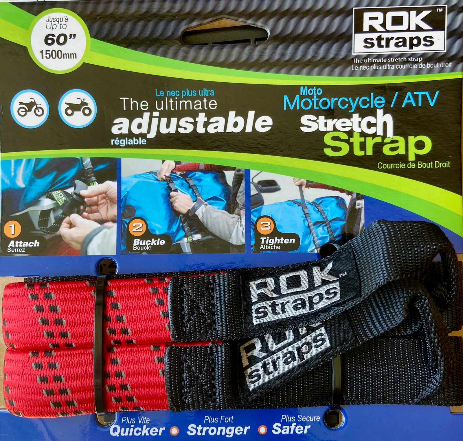 Motorcycle ATV Stretch Strap 60" Red REFLECTIVE