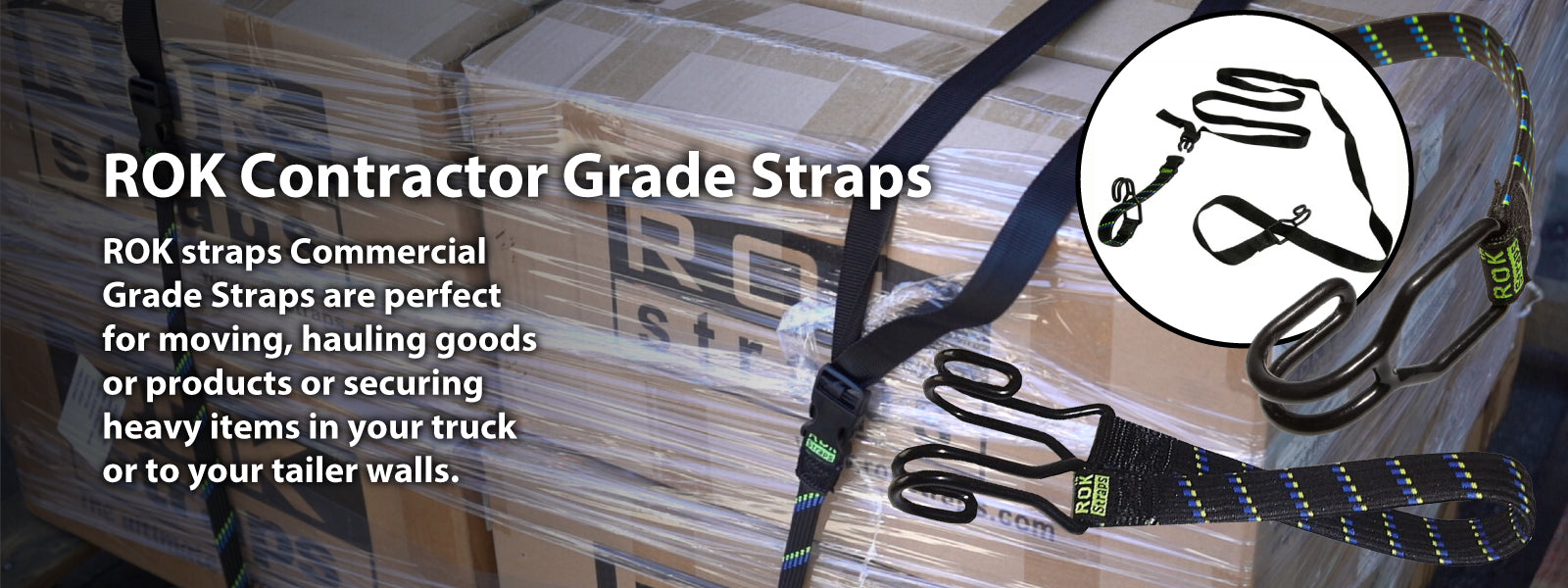 Contractor Grade ROK Straps with fixed width and closeup of hook