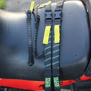 Reflective Motorcycle & ATV Stretch Straps 60”x1”– Adjustable Tie Downs (Black / Blue-Green)
