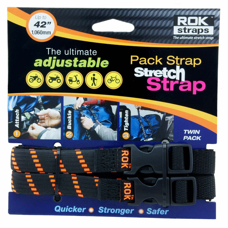 Pack Strap Stretch Strap - 42" - Black/Orange Stripe