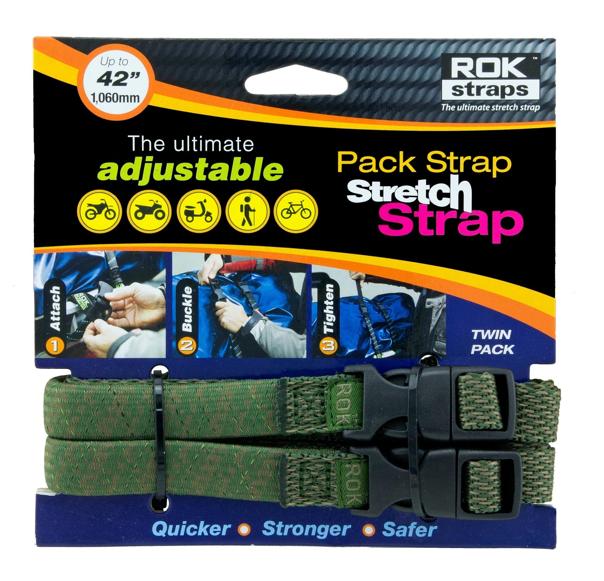 ROK Straps The Ultimate Adjustable Cargo Straps - 12-42 x 5/8