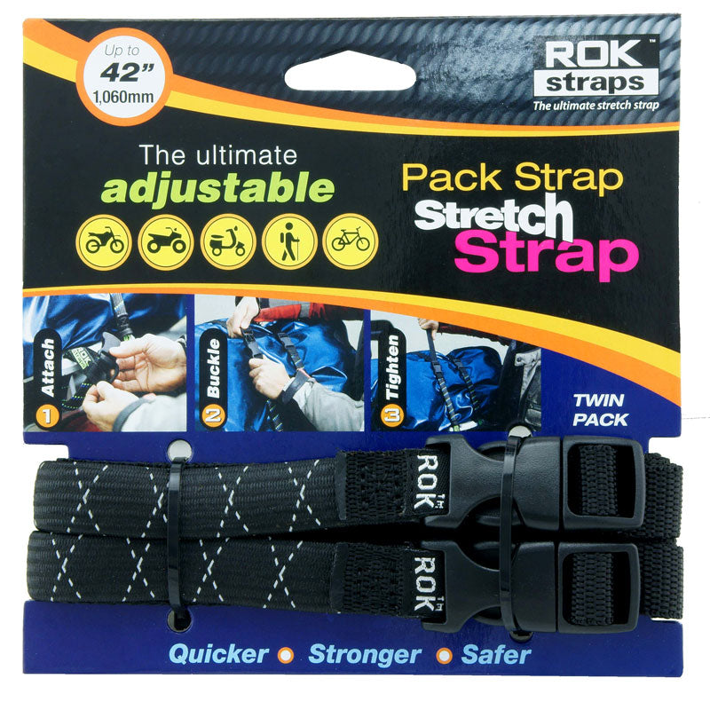 Reflective pack straps 42 inch commuter bicycle cargo straps hookless elastic pack straps with quick release buckle