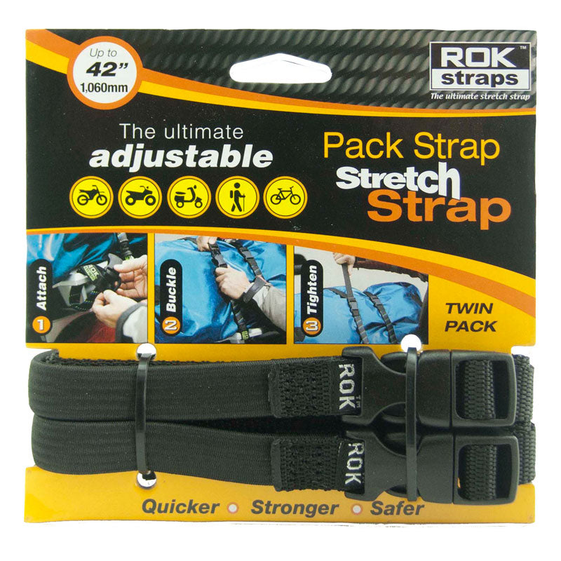 Black pack straps 42 inch commuter elastic cargo straps hookless elastic pack straps for daily carry