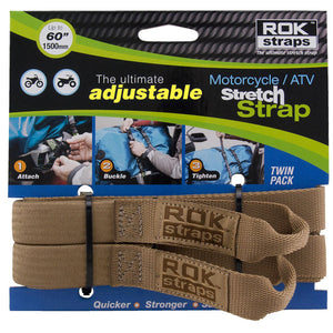 Coyote tan motorcycle stretch straps 60 inch elastic tie downs adventure motorcycle cargo straps with loop ends