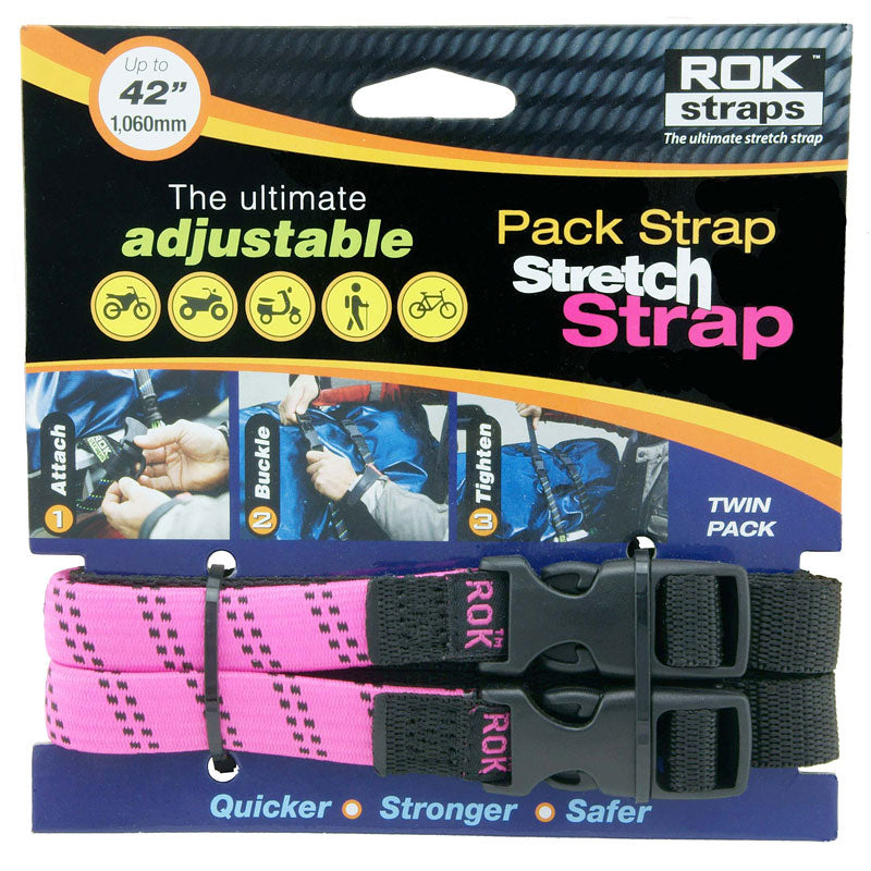 Hot pink pack straps 42 inch commuter stretch straps elastic pack straps for backpacks and bicycles