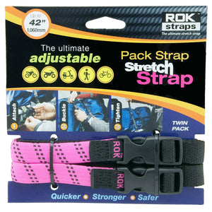 Hot pink pack straps 42 inch commuter stretch straps elastic pack straps for backpacks and bicycles