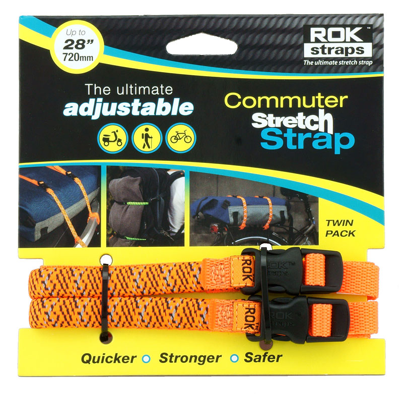 Reflective orange small commuter straps 28 inch cargo straps compact reflective elastic straps for commuting