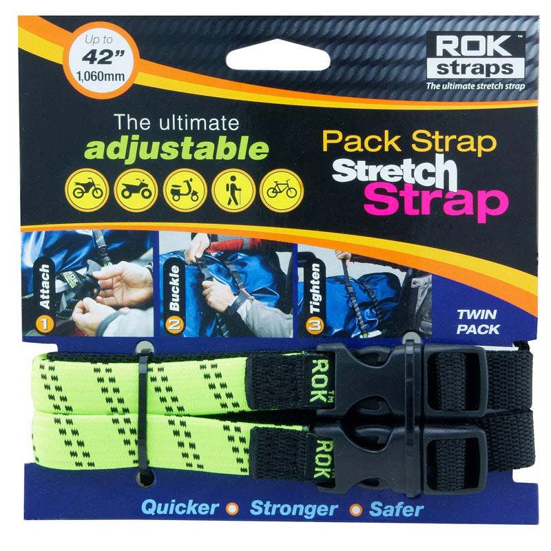 High visibility green pack straps 42 inch commuter cargo straps elastic pack straps for bicycle and scooter commuting